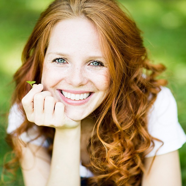 Smiling woman enjoying outdoors