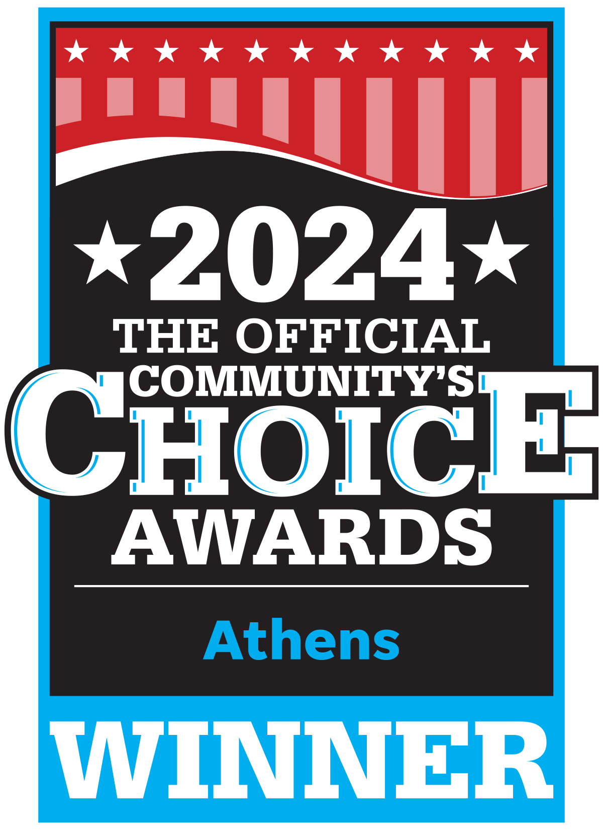 The Official Athens Community Choice Awards Winner 2024 badge